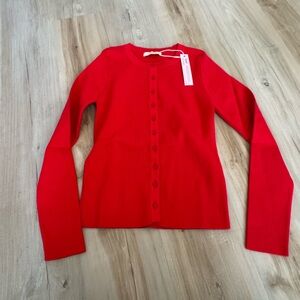 Red Button-Up Women's Sweater